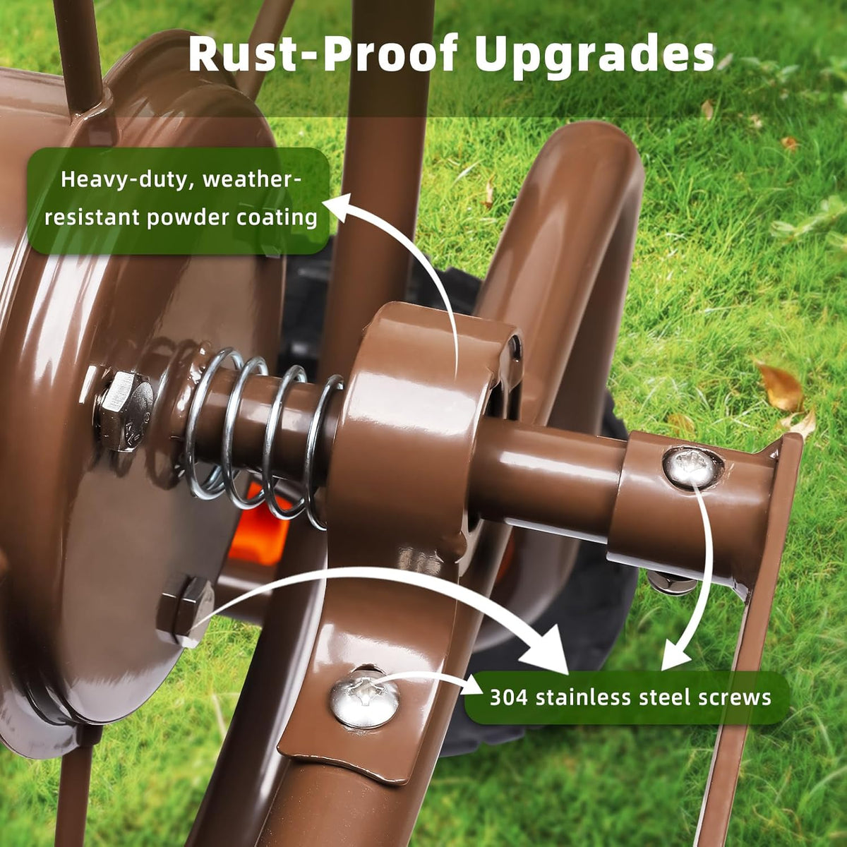 Upgrade Hose Reel Cart, Garden Hose Cart 4 Wheels, Holds 300ft 5/8"