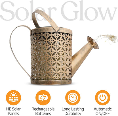 Solar Watering Can, Outdoor Solar Garden Lights,Garden Decor, Hanging Lantern Waterproof,Metal Solar Waterfall Lights for Yard Patio