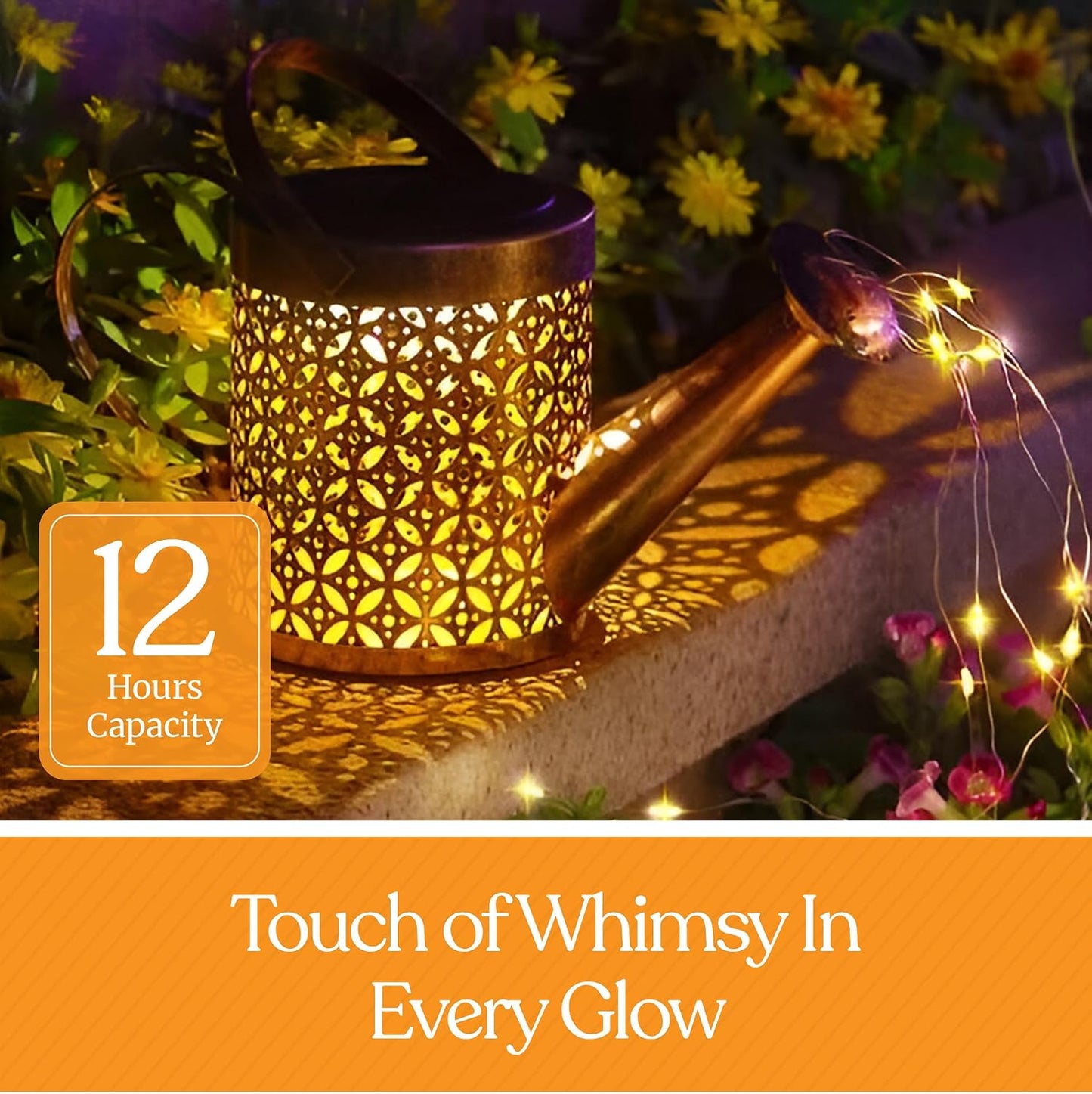 Solar Watering Can, Outdoor Solar Garden Lights,Garden Decor, Hanging Lantern Waterproof,Metal Solar Waterfall Lights for Yard Patio