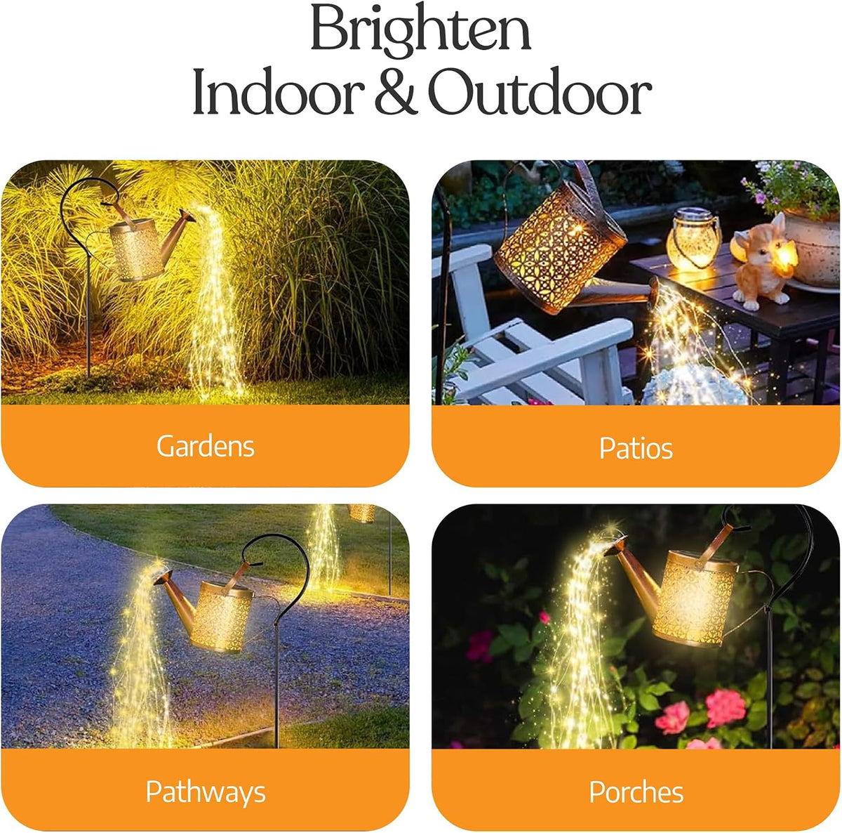 Solar Watering Can, Outdoor Solar Garden Lights,Garden Decor, Hanging Lantern Waterproof,Metal Solar Waterfall Lights for Yard Patio