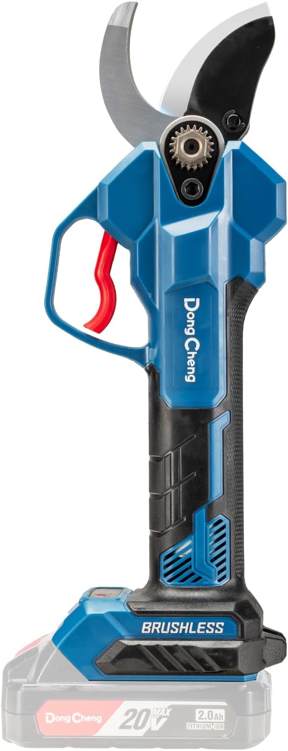 DongCheng 20V Brushless Cordless Pruning Shears, 35mm Electric Pruner, 4-Level Cutting Adjustment, 450W Motor, SK5 Teflon-Coated Blade, Battery & Charger Not Included