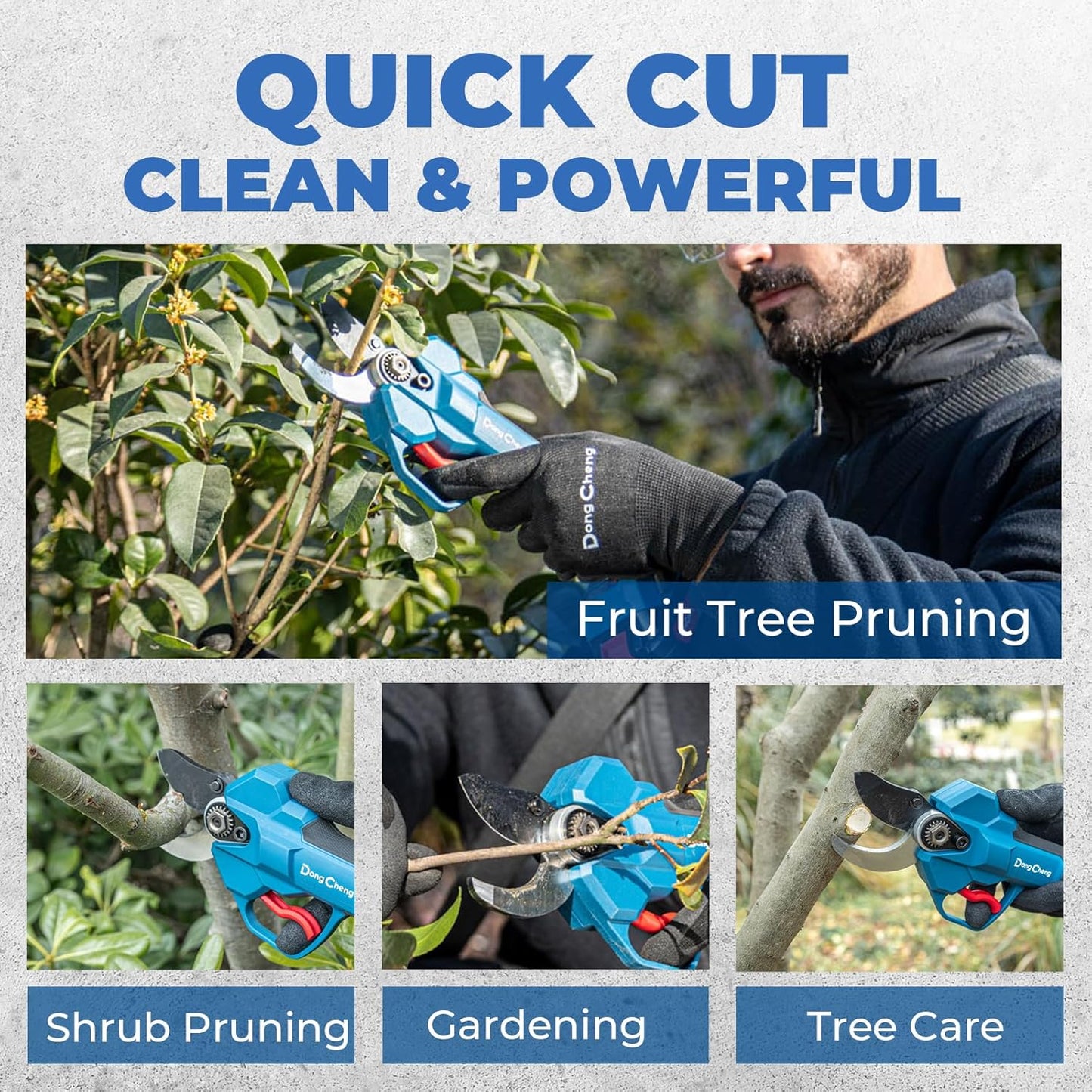 DongCheng 20V Brushless Cordless Pruning Shears, 35mm Electric Pruner, 4-Level Cutting Adjustment, 450W Motor, SK5 Teflon-Coated Blade, Battery & Charger Not Included