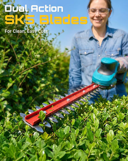 2-in-1 20V Cordless Hedge Trimmer 12" & Grass Shear, 2 Batteries