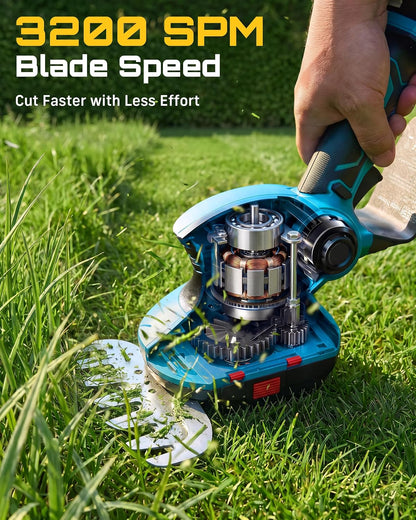 2-in-1 20V Cordless Hedge Trimmer 12" & Grass Shear, 2 Batteries