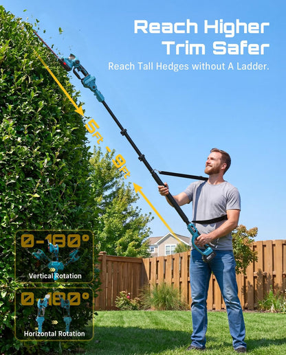 2-in-1 20V Cordless Hedge Trimmer 12" & Grass Shear, 2 Batteries