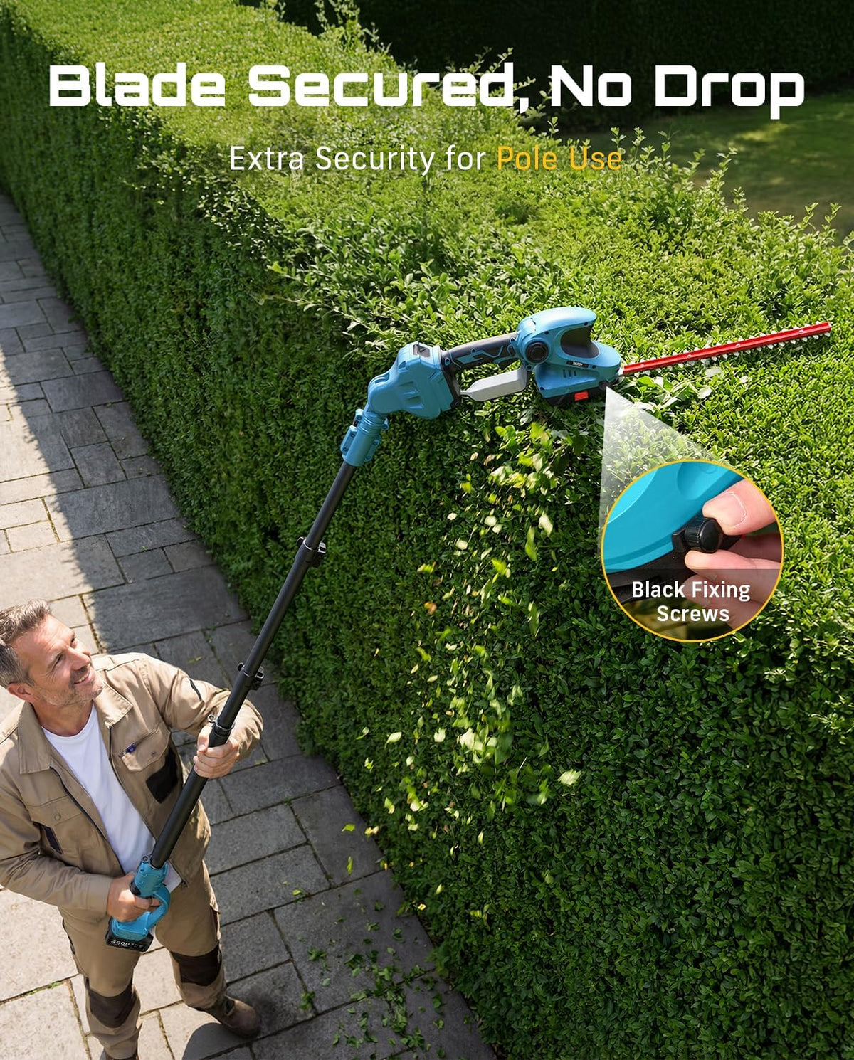 2-in-1 20V Cordless Hedge Trimmer 12" & Grass Shear, 2 Batteries