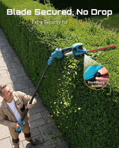 2-in-1 20V Cordless Hedge Trimmer 12" & Grass Shear, 2 Batteries