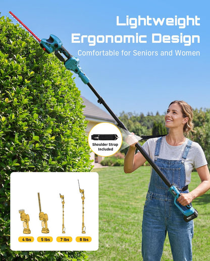 2-in-1 20V Cordless Hedge Trimmer 12" & Grass Shear, 2 Batteries