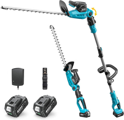 2-in-1 20V Cordless Hedge Trimmer 12" & Grass Shear, 2 Batteries