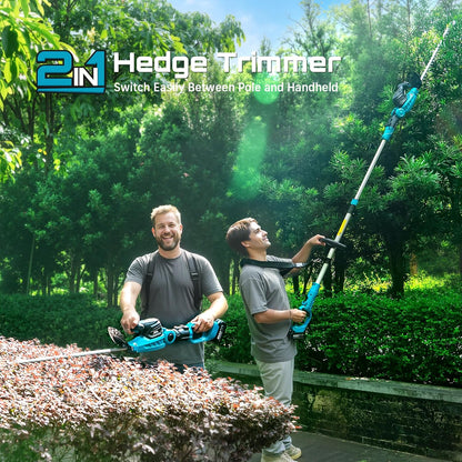 2-in-1 20V Cordless Hedge Trimmer 12" & Grass Shear, 2 Batteries