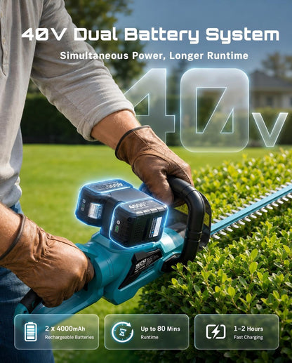 2-in-1 20V Cordless Hedge Trimmer 12" & Grass Shear, 2 Batteries