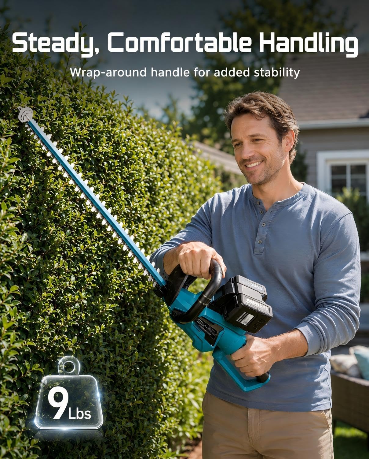 2-in-1 20V Cordless Hedge Trimmer 12" & Grass Shear, 2 Batteries