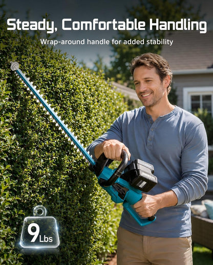 2-in-1 20V Cordless Hedge Trimmer 12" & Grass Shear, 2 Batteries