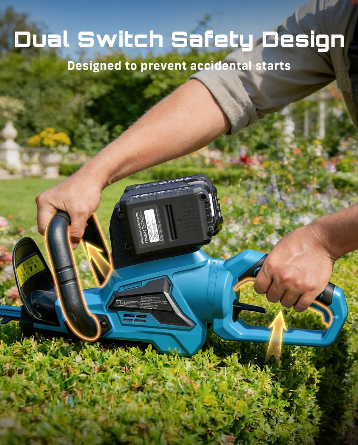 2-in-1 20V Cordless Hedge Trimmer 12" & Grass Shear, 2 Batteries
