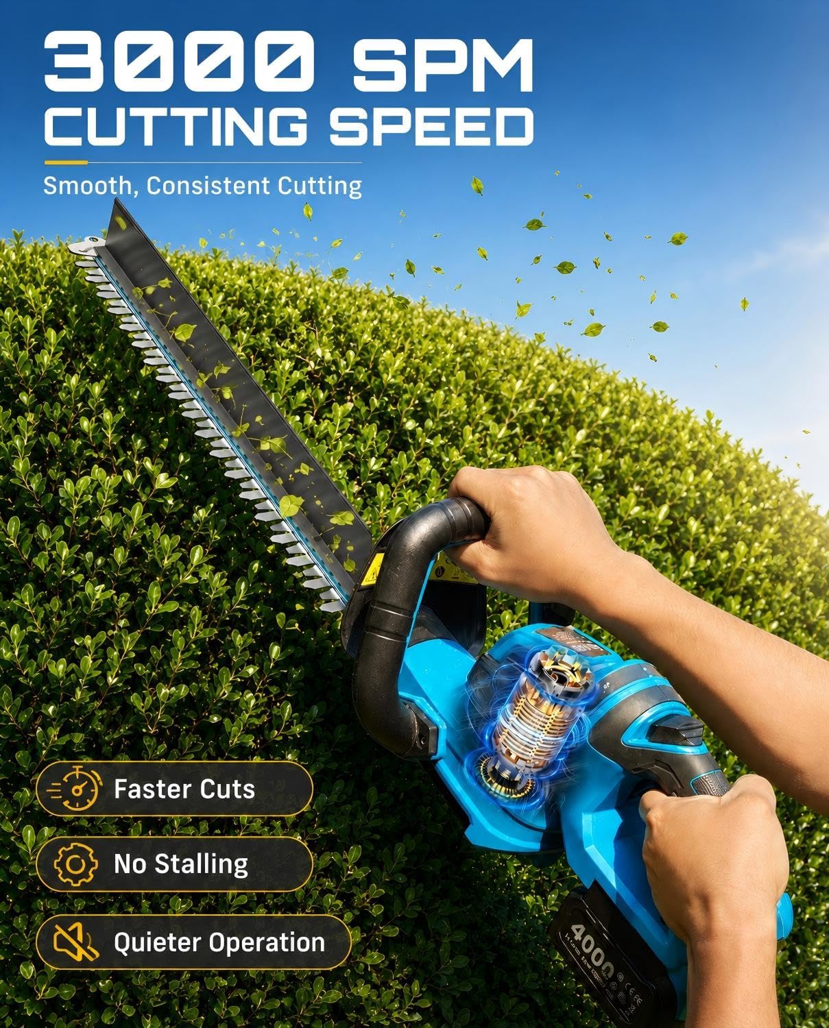 2-in-1 20V Cordless Hedge Trimmer 12" & Grass Shear, 2 Batteries