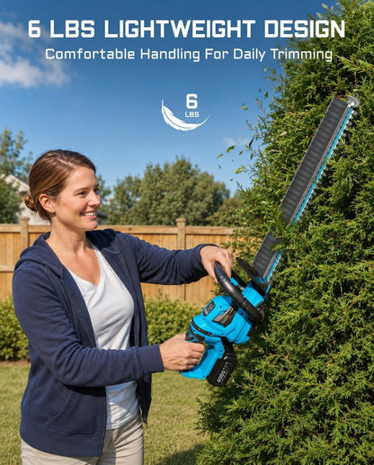 2-in-1 20V Cordless Hedge Trimmer 12" & Grass Shear, 2 Batteries