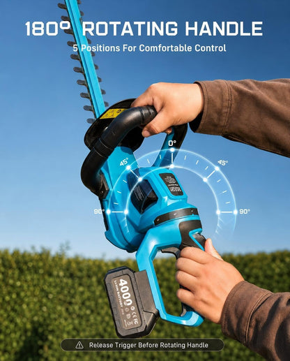 2-in-1 20V Cordless Hedge Trimmer 12" & Grass Shear, 2 Batteries