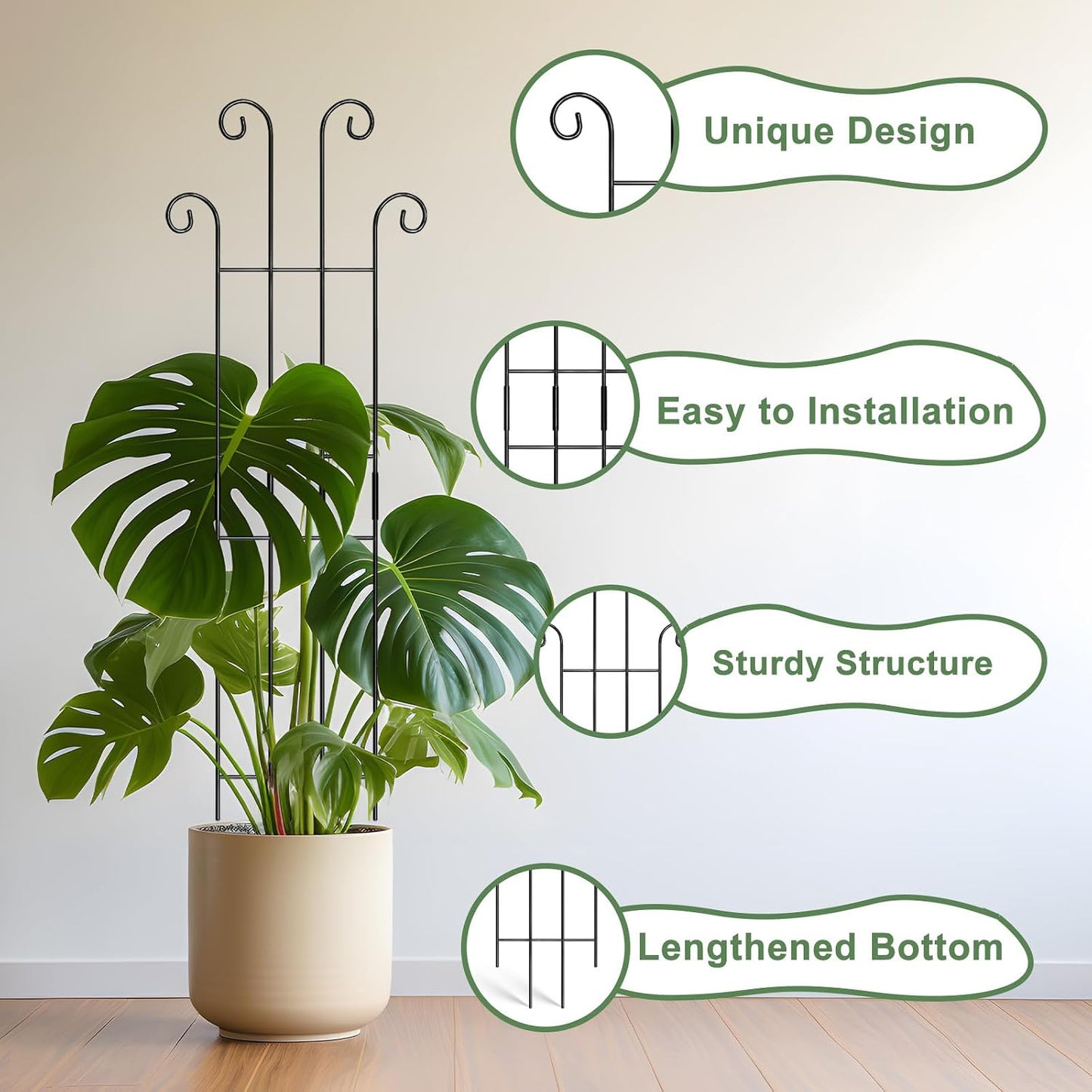 32.6in Monstera Plant Support, Plant Trellis Indoor 2P