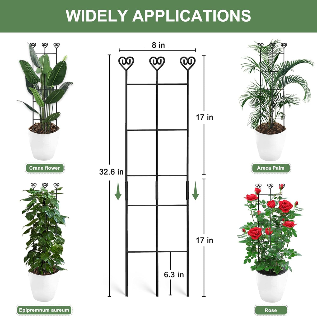 32.6in Monstera Plant Support, Plant Trellis Indoor 2P