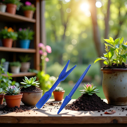 2Pcs Blue Mini Garden Hand Succulent Transplanting Tools,Widger Plastic Seedlings Dibber Sowing Digging Mini Garden Hand Tools for Home Gardens,Gardens Tool Sets, Gardening