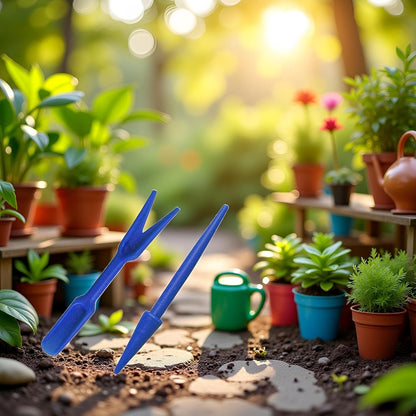 2Pcs Blue Mini Garden Hand Succulent Transplanting Tools,Widger Plastic Seedlings Dibber Sowing Digging Mini Garden Hand Tools for Home Gardens,Gardens Tool Sets, Gardening