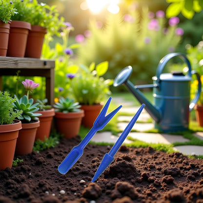 2Pcs Blue Mini Garden Hand Succulent Transplanting Tools,Widger Plastic Seedlings Dibber Sowing Digging Mini Garden Hand Tools for Home Gardens,Gardens Tool Sets, Gardening