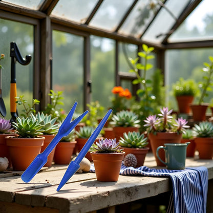 2Pcs Blue Mini Garden Hand Succulent Transplanting Tools,Widger Plastic Seedlings Dibber Sowing Digging Mini Garden Hand Tools for Home Gardens,Gardens Tool Sets, Gardening