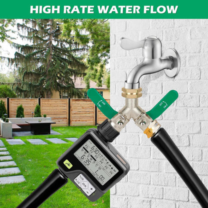 2 Way Y Garden Hose Splitter, 3/4" GHT Thread Brass Hose Connector, High Flow Outdoor Faucet Splitter for RV Yard Garden Watering