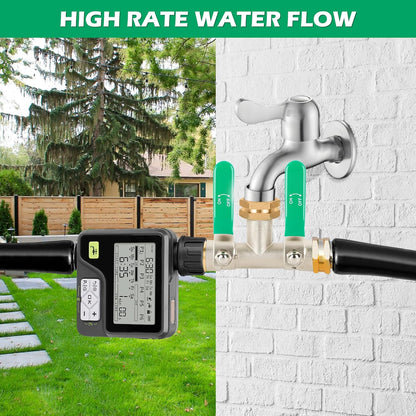 2 Way Y Garden Hose Splitter, 3/4" GHT Thread Brass Hose Connector, High Flow Outdoor Faucet Splitter for RV Yard Garden Watering