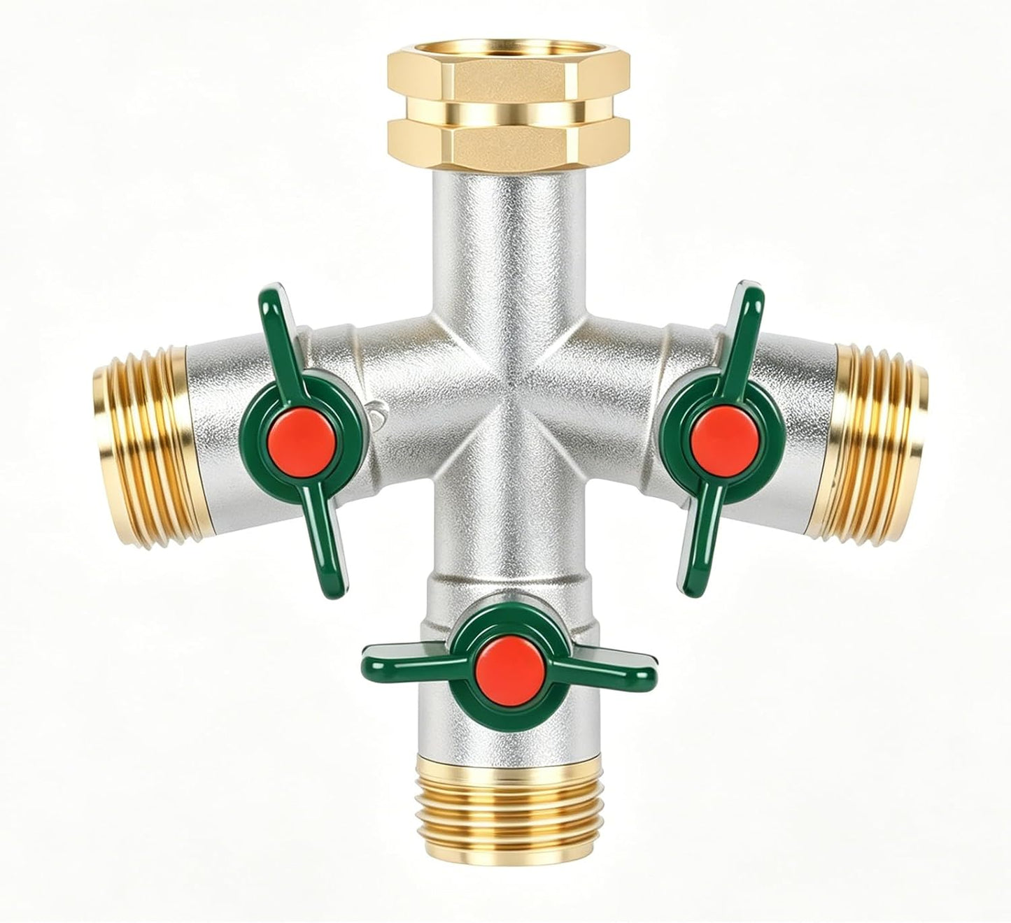 2 Way Y Garden Hose Splitter, 3/4" GHT Thread Brass Hose Connector, High Flow Outdoor Faucet Splitter for RV Yard Garden Watering