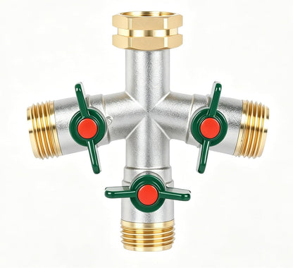 2 Way Y Garden Hose Splitter, 3/4" GHT Thread Brass Hose Connector, High Flow Outdoor Faucet Splitter for RV Yard Garden Watering