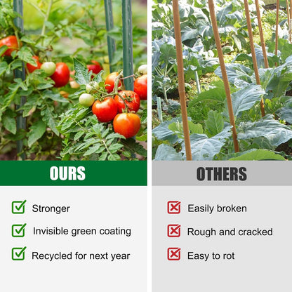Garden Stakes 55 Inches Steel Plant Stakes Tomato Stakes Garden Poles Pack of 25