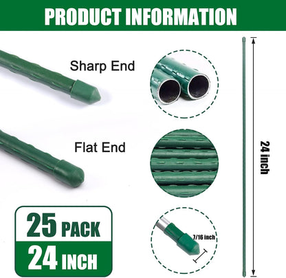 Garden Stakes 55 Inches Steel Plant Stakes Tomato Stakes Garden Poles Pack of 25