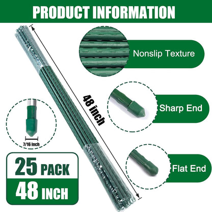 Garden Stakes 55 Inches Steel Plant Stakes Tomato Stakes Garden Poles Pack of 25