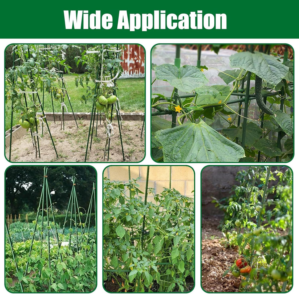 Garden Stakes 55 Inches Steel Plant Stakes Tomato Stakes Garden Poles Pack of 25