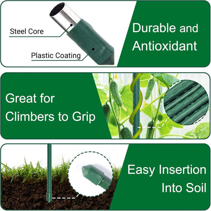 Garden Stakes 55 Inches Steel Plant Stakes Tomato Stakes Garden Poles Pack of 25