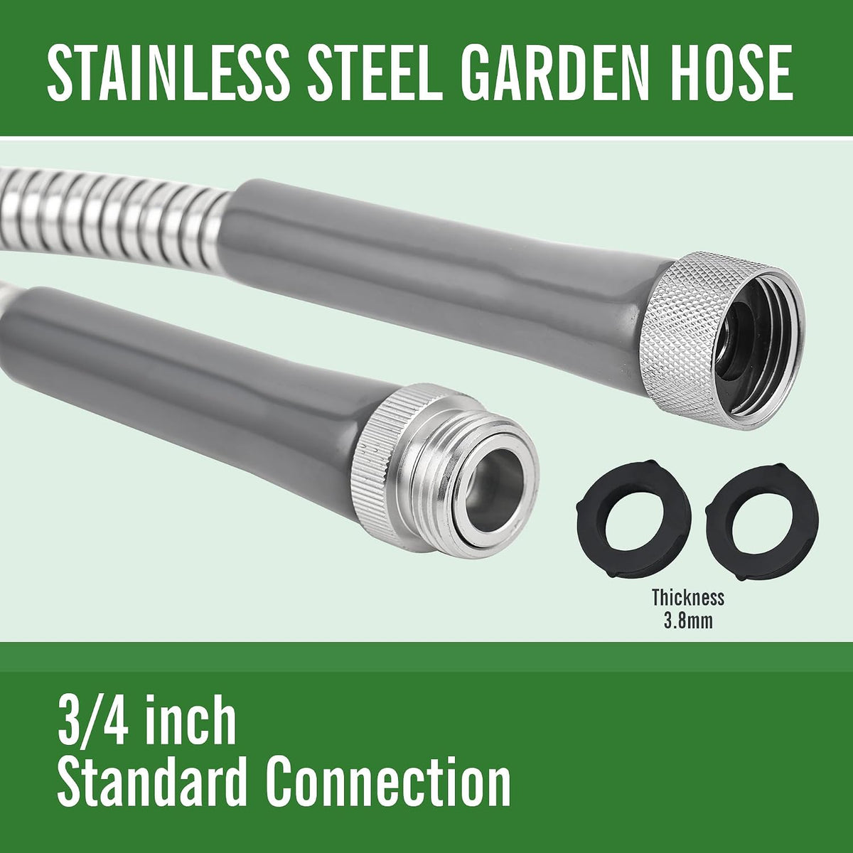 Stainless Steel Garden Hose,8ft, LeakProof,Flexible,F/M Connector