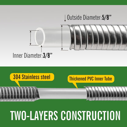 Stainless Steel Garden Hose,8ft, LeakProof,Flexible,F/M Connector
