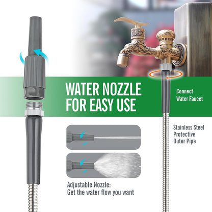 Stainless Steel Garden Hose,8ft, LeakProof,Flexible,F/M Connector