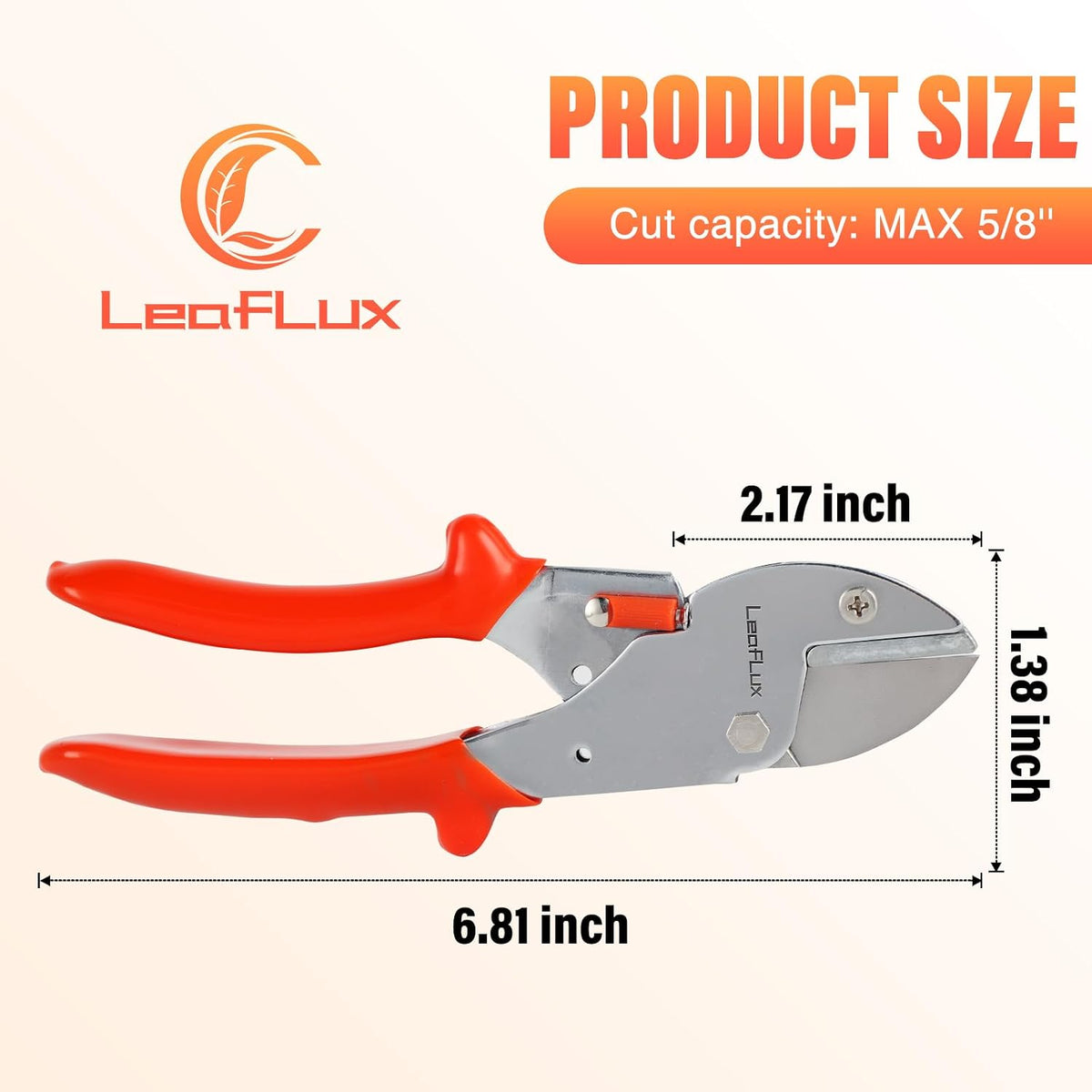 8" Professional Heavy Duty Anvil Pruning Shears with Anti-Rust SK-5 Blades, Garden Shears for Dry Stems and Small Branches, Gardening Scissors, Clippers for Wood, Non-Slip Handle. | LFXP1108S