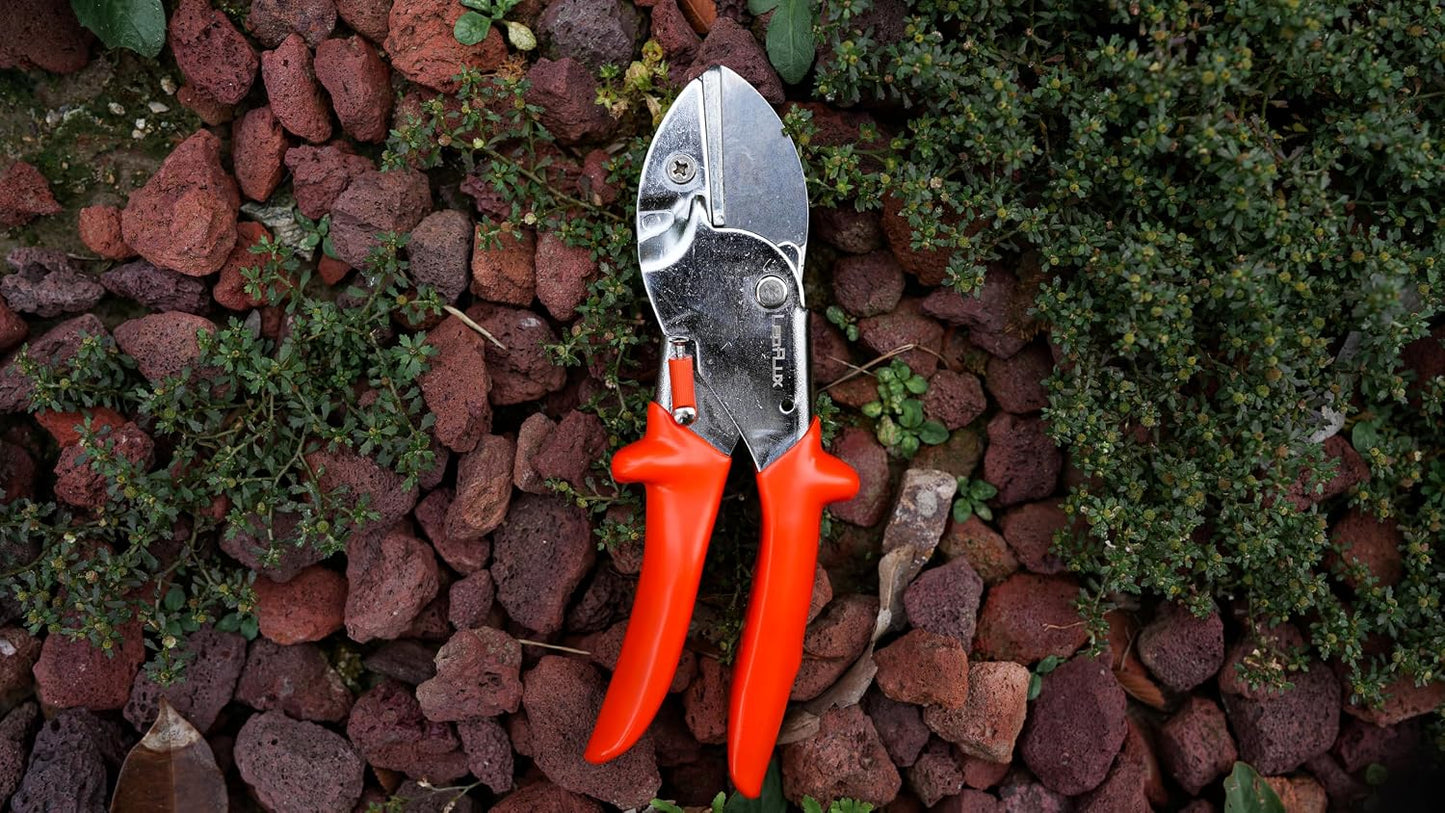 8" Professional Heavy Duty Anvil Pruning Shears with Anti-Rust SK-5 Blades, Garden Shears for Dry Stems and Small Branches, Gardening Scissors, Clippers for Wood, Non-Slip Handle. | LFXP1108S