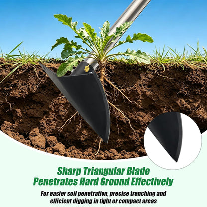 Heavy Duty Garden Hoe, Adjustable Long Handle Trenching Hoe 30-60 Inch, Sharp Triangle Blade Weeding Hoe for Weeds Removal, Cultivating, Digging, Loosening Soil & Trenching