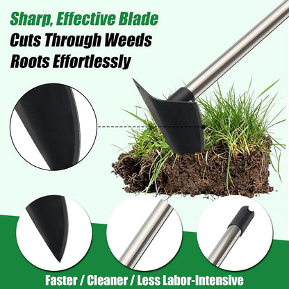 Heavy Duty Garden Hoe, Adjustable Long Handle Trenching Hoe 30-60 Inch, Sharp Triangle Blade Weeding Hoe for Weeds Removal, Cultivating, Digging, Loosening Soil & Trenching