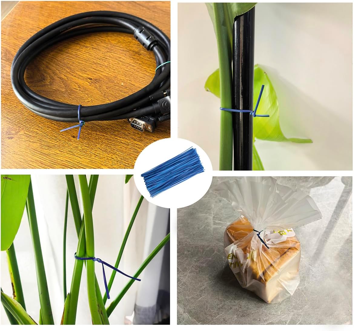 200 Pcs 6" Garden Plastic Plant Twist Ties Reusable Blue Cable Ties for Climbing Plant Support, Christmas Tree, Bags, Gardening Activity.(Blue)