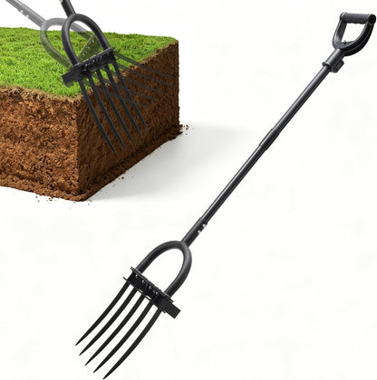 Broad Fork Garden Tool, 63" Heavy Duty Broadfork Hand Tiller with Double 5+4 Sharp Tines, Garden Pitchfork with Ergonomic D-Shaped Handle, Spading Dig