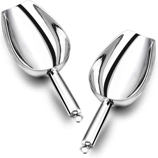 Food Ice Scoop, Stainless Steel Scoop, 8 Oz, 2Pcs