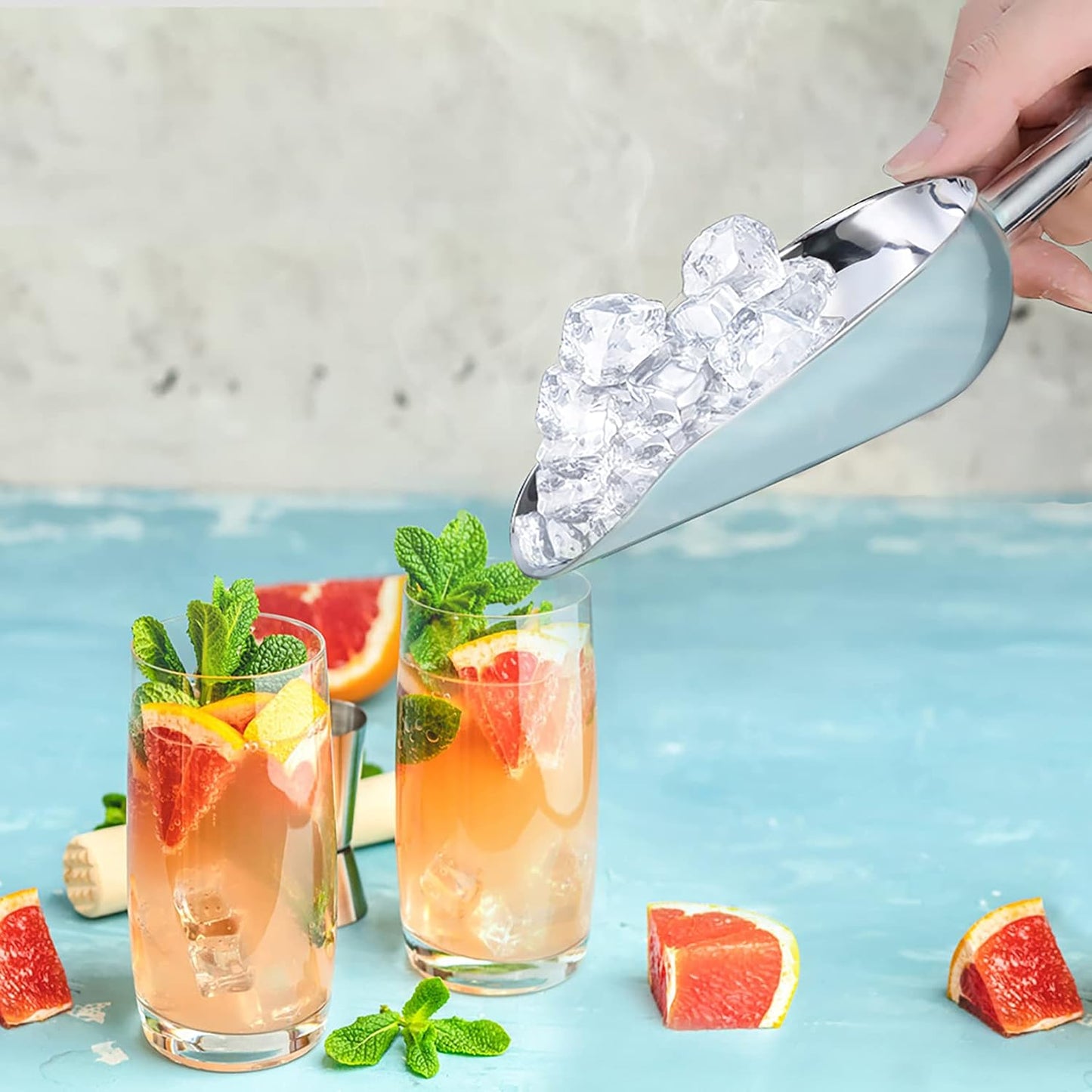 Food Ice Scoop, Stainless Steel Scoop, 8 Oz, 2Pcs