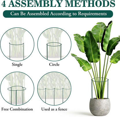 10 Pack Plant Support Stakes, 10" W x 16" H Half Round Peony Cages and Supports, Metal Peony Cage Plant Ring for Outdoor Plants Tomato Flower Vine, with Garden Labels, Clips and Ties