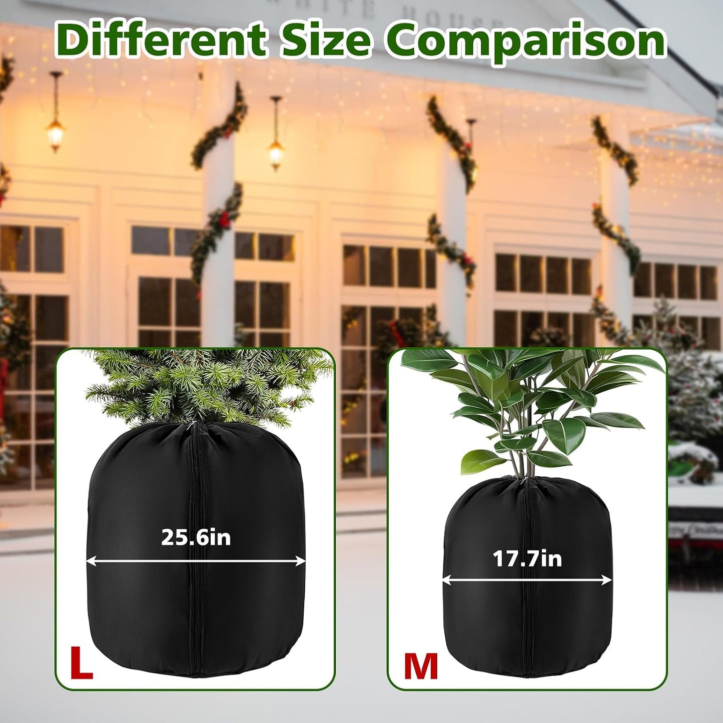 2 Pcs Plant Pot Covers for Winter Potted Plant Freeze Protection Cover Frost Jacket with Zipper Drawstring to Keep Outdoor Plants Flowers Shrubs Trees Warm (17.7" D x 19.7" H - Black)