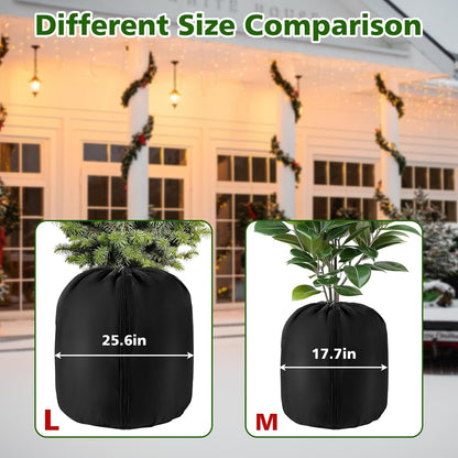2 Pcs Plant Pot Covers for Winter Potted Plant Freeze Protection Cover Frost Jacket with Zipper Drawstring to Keep Outdoor Plants Flowers Shrubs Trees Warm (17.7" D x 19.7" H - Black)
